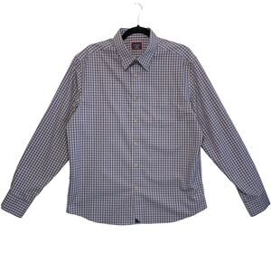UNTUCKit Fabiano Wrinkle Free Plaid Button Front Shirt Men's Sz L Blue Cotton